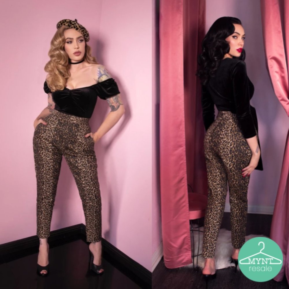 Vixen Cigarette High Waisted Pants in Leopard Print